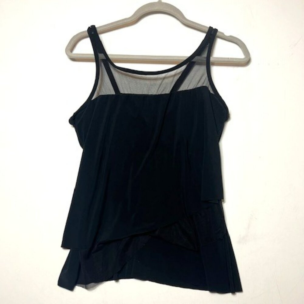 Miraclesuit Underwire Tankini Top Only Mirage Black Mesh Adjustable Strap 10DD - Picture 2 of 9